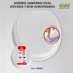 Assento Elevado Sanitário Almofadado com Tampa 7,5 cm Mebuki