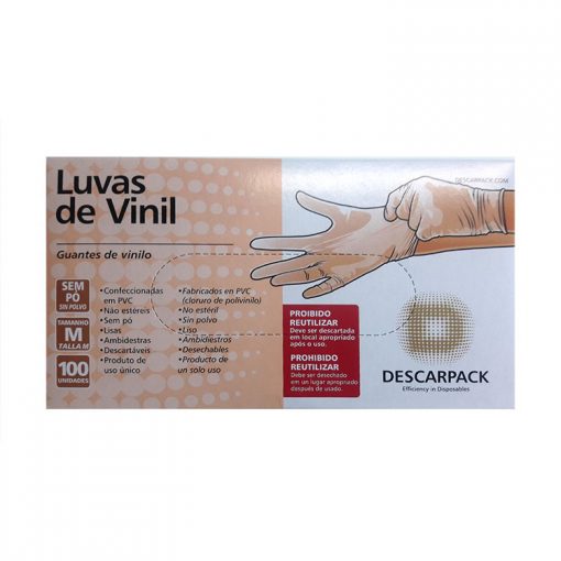 Luvas de Vinil sem pó Descarpack Tam. M