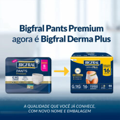Bigfral Derma Plus Roupa Íntima Descartável G-XG 16 Unidades Pacote Econômico