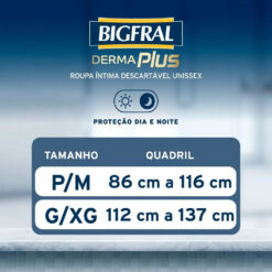Bigfral Derma Plus Roupa Íntima Descartável G-XG 16 Unidades Pacote Econômico